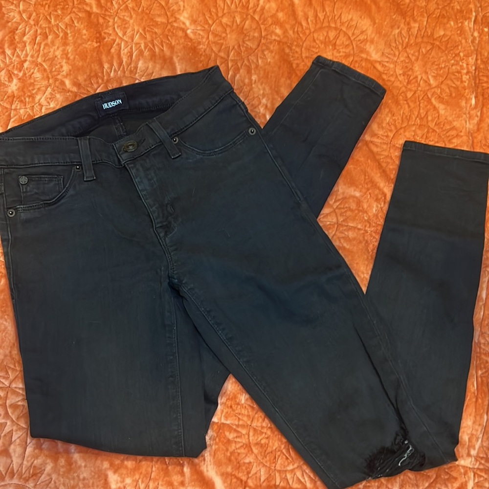Hudson high rise skinny destroyed jeans